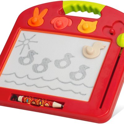 Magnetic Drawing Board – 4 Animal Stamps – Portable Sketcher – Creative Toys for Toddlers, Kids – 18+ Months –