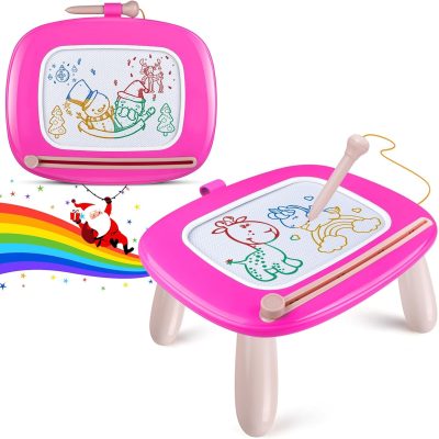 Toddler Girl Boy Toys,Magnetic Drawing Board for Toddlers,Early Learning Doodle Board Writing Painting Sketch Pad, Birthday Easter Valentines Day Gifts for 1 2 3 Year Old (Deep Pink)