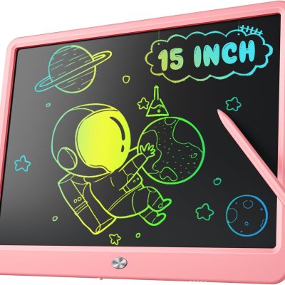 LCD Writing Tablet for Kids, 15 Inch Large Screen Doodle Board Toddler Toys, Drawing Writing Board Tablet, Office Message Notes Board Birthday Gift for 3-12+ Year Old Girls Boys Toys, Pink