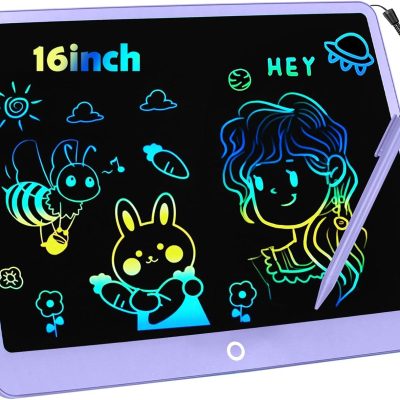 LCD Writing Tablet Doodle Board,16 Inch Colorful Drawing Pad for Kids,Mess Free Coloring for Toddlers Toys Gifts for 3 4 5 6 7 8 Year Old Girls Boys Home School Office Handwriting Tablet -Purple