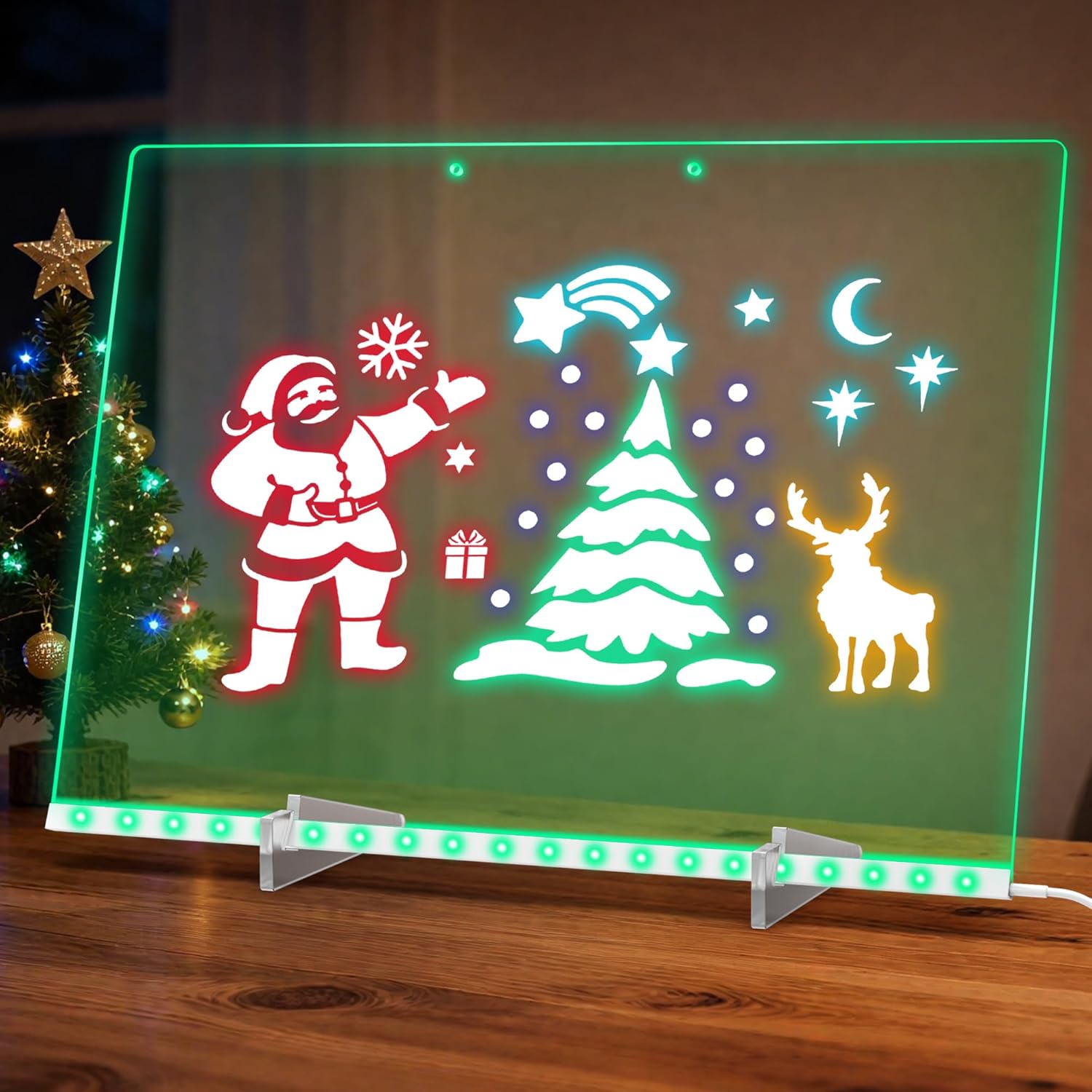LED Drawing Board for Kids, 11.8"x7.9" Light Up Acrylic Dry Erase Note Board with Colors, Doodle Glow Board with Stand, Magic Drawing Tablet