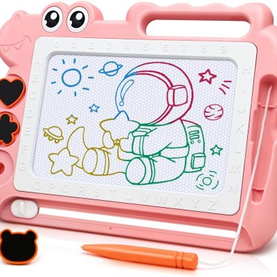 Magnetic Drawing Board Toddler Toys Gift for Girls Boys, Color Sketch Writing Scribble Doodle Pad Travel Games, Educational Learning Kids Toys for Birthday or Easter (Pink)