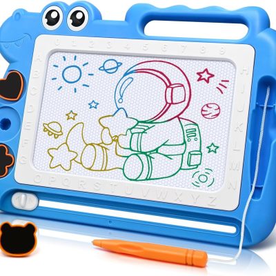Magnetic Drawing Board Toddler Toys Gift for Girls Boys, Color Sketch Writing Scribble Doodle Pad Travel Games, Educational Learning Kids Toys for Birthday or Easter (Blue)