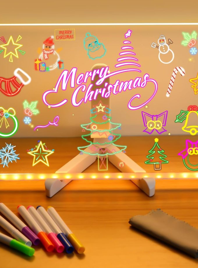 Led Note Board with Colors, Up Acrylic Message Board, Glowing Acrylic Dry Erase Board, Led Boards to Write On,Led Drawing Board Large(11.8 * 7.9in) for Use by People Aged 14 and Above