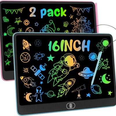 LCD Writing Tablet, 2PCS 16 Inch Colorful Drawing Pad for Kids, Eye Protection Drawing Pads with Lock & Erase FUNC, Birthday and Christmas Gifts for 3 4 5 6 7 8 Year Old Girls Boys