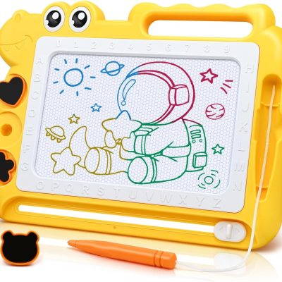 Magnetic Drawing Board Toddler Toys Gift for Girls Boys, Color Sketch Writing Scribble Doodle Pad Travel Games, Educational Learning Kids Toys for Birthday or Valentine (Yellow)