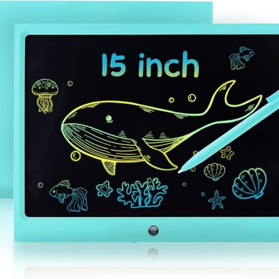 LCD Writing Tablet for Kids, 15 Inch Colorful Electronic Doodle Board, Educational Learning Kids Drawing Tablet Toys, Christmas Birthday Gift for 3 4 5 6 7 8 9 Year Old Girls Boy