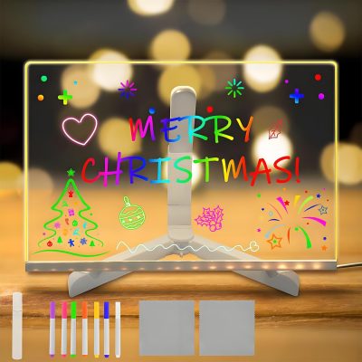7-Color LED Drawing Board for Kids - 11.8x7.9 Acrylic Dry Erase Light-up Drawing Kit with Adjustable Stand, 7 Markers & Spray Bottle - Perfect for Home, Office, Classroom & Gifts