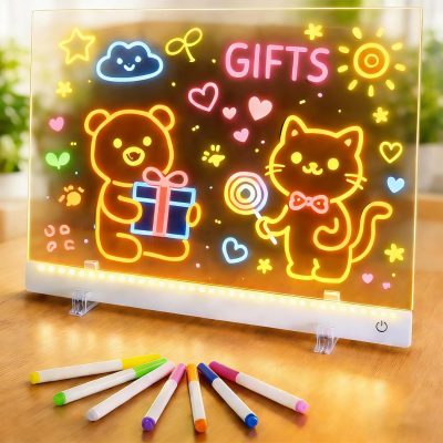 LED Note Board with Colors 13.7" x 10" – led Drawing Board for Kids with 7 Colors & 5 Light Modes Doodle Glow Board, Light up Drawing Board for Room Décor Valentine’s Day Gifts Gifts for Girls&Boys