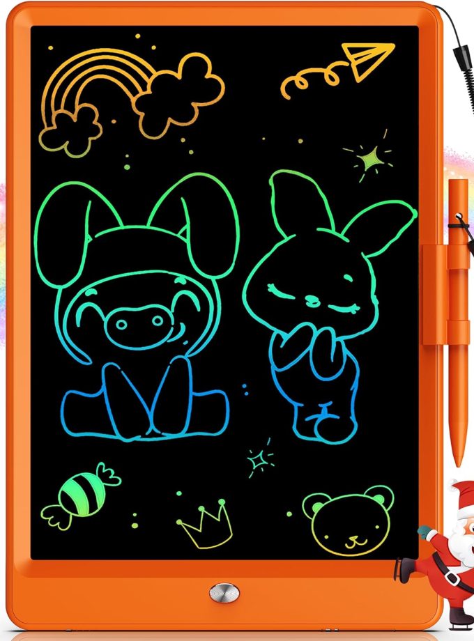 LCD Writing Tablet for 3-8 Year Olds - 10 Inch Doodle Board Electronic Drawing Pad, Educational Gift for Kids (Orange)