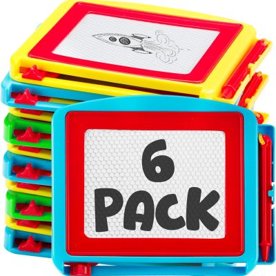 Magnetic Drawing Board for Kids - (Pack of 6) Erasable Doodle Sketch Tablet and Travel Drawing Pad for Boys and Girls, Birthday Party Favors and Party Stocking Stuffers for Kids