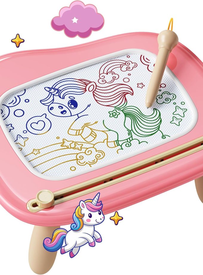 Magnetic Drawing Board, Toddler Girl Toys for 1-2 Year Old, Large Doodle Board Pad Learning and Educational Toys for 1 2 3 Year Old Baby Kids Birthday Gifts(Pink)